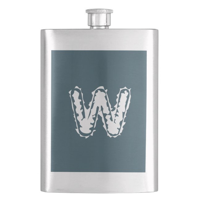 Creepy Monogram White on Blue Flachmann (Vorderseite)