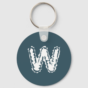 Creepy Monogram White on Blue Schlüsselanhänger