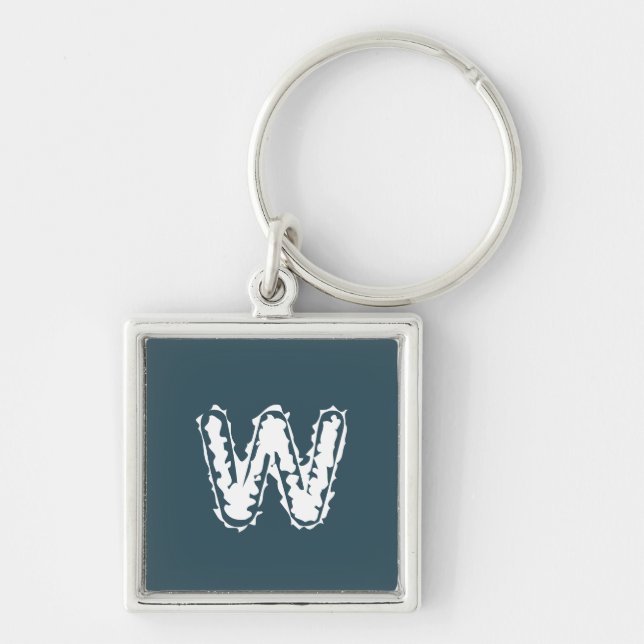 Creepy Monogram White on Blue Schlüsselanhänger (Vorne)