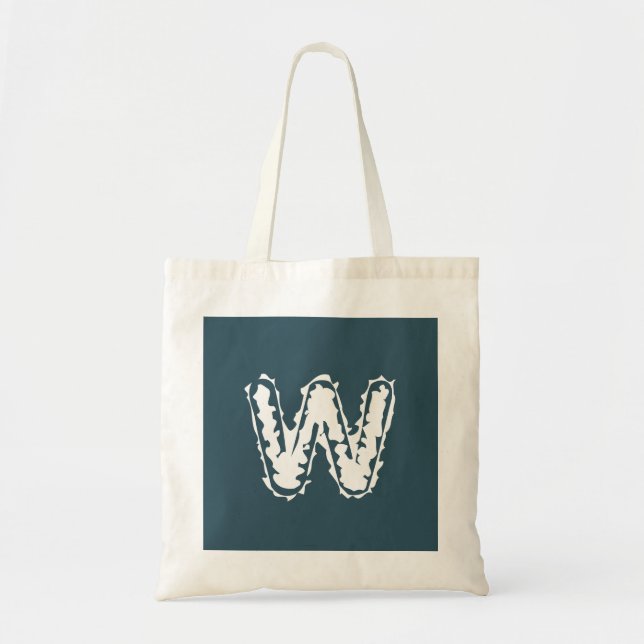 Creepy Monogram White on Blue Tragetasche (Vorne)