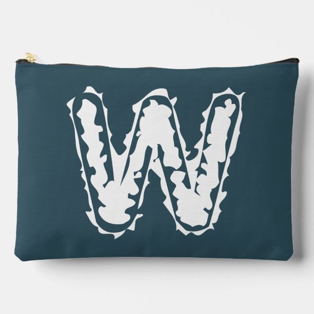 Creepy Monogram White on Blue Zubehörtasche (Vorderseite)