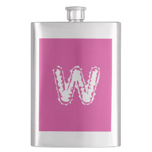 Creepy Monogram White on Pink Flachmann