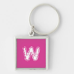Creepy Monogram White on Pink Schlüsselanhänger