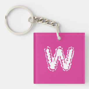 Creepy Monogram White on Pink Schlüsselanhänger