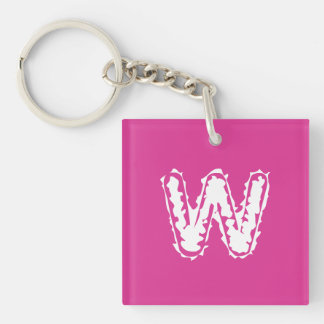 Creepy Monogram White on Pink Schlüsselanhänger