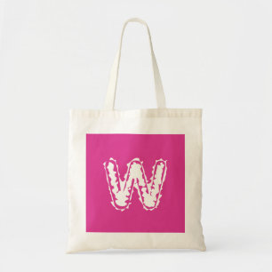 Creepy Monogram White on Pink Tragetasche