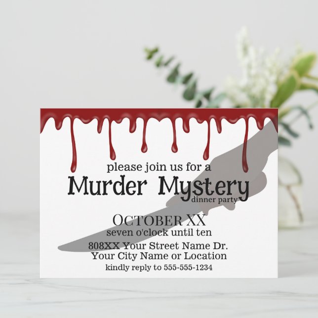 Creepy Murder Mystery Dinner Party Einladung (Stehend Vorderseite)