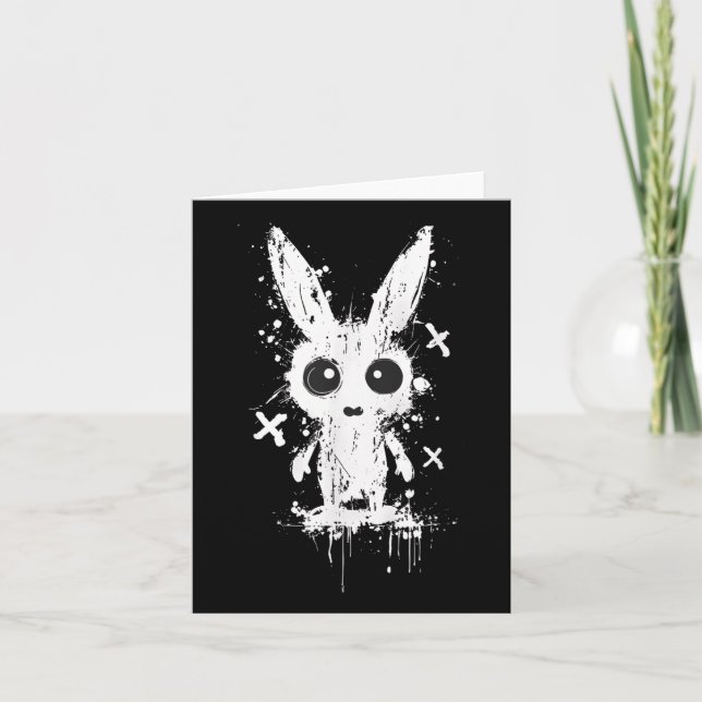 Creepy Niedlich Bunny Rabbit Alt Goth Grunge Horro Karte (Vorderseite)