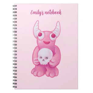 Creepy Niedlich Demon Pink Skull Pastel Goth Girl Notizblock