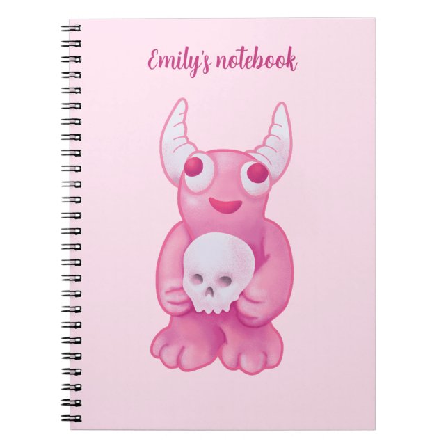 Creepy Niedlich Demon Pink Skull Pastel Goth Girl Notizblock (Vorderseite)