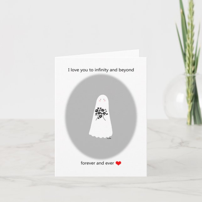 Creepy Niedlich Ghost Romantic Valentine Jubiläum Karte (Vorderseite)