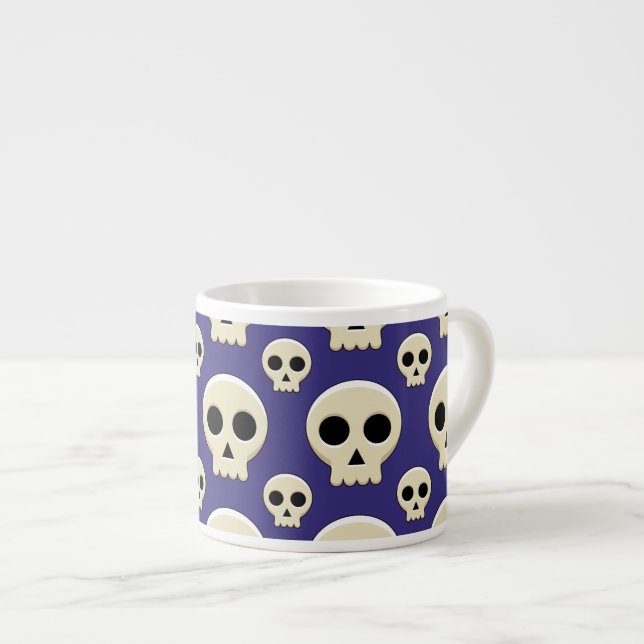 Creepy Niedlich Kawaii Goth Skull Espressotasse (Vorderseite Rechts)