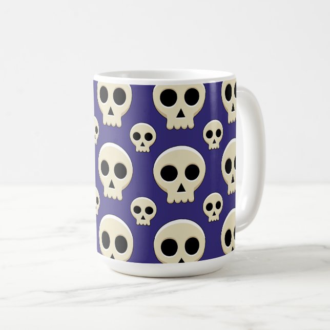 Creepy Niedlich Kawaii Goth Skull Kaffeetasse (VorderseiteRechts)