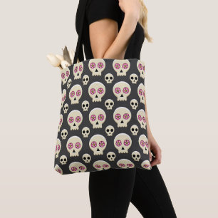 Creepy Niedlich Kawaii Goth Skull mit Blume Muster