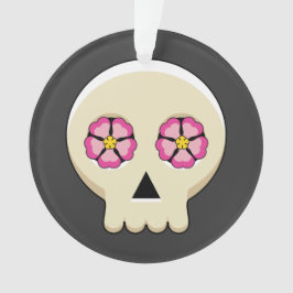 Creepy Niedlich Kawaii Goth Skull mit Blume Ornament