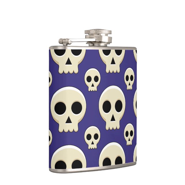 Creepy Niedlich Kawaii Goth Skull Pattern Flachmann (Rechts)