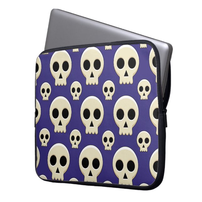 Creepy Niedlich Kawaii Goth Skull Pattern Laptopschutzhülle (Vorderseite Links)