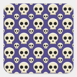 Creepy Niedlich Kawaii Goth Skull Pattern Quadratischer Aufkleber