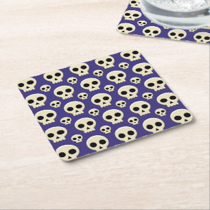 Creepy Niedlich Kawaii Goth Skull Pattern Rechteckiger Pappuntersetzer