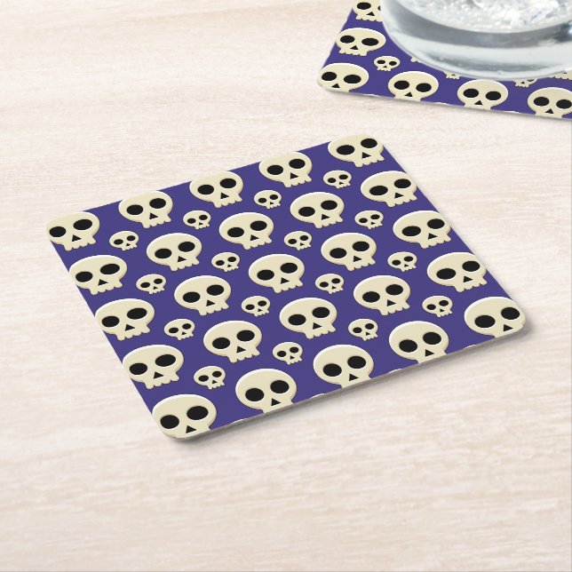 Creepy Niedlich Kawaii Goth Skull Pattern Rechteckiger Pappuntersetzer (angewinkelt)