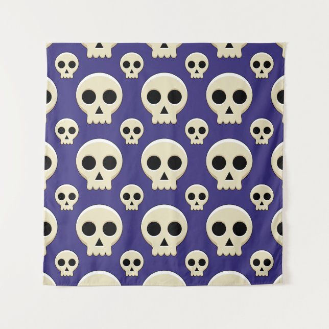Creepy Niedlich Kawaii Goth Skull Pattern Wandteppich (Vorderseite)