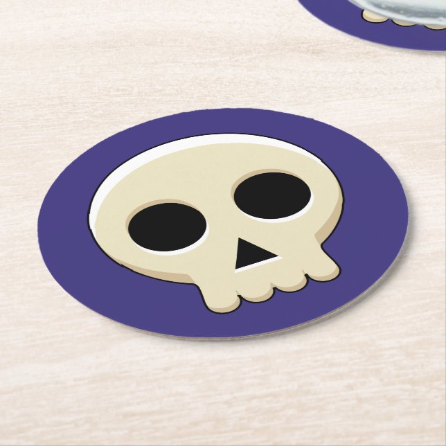 Creepy Niedlich Kawaii Goth Skull Runder Pappuntersetzer (Angewinkelt)