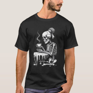 Creepy Niedlich Skeleton Drink Kaffee Funny Gothic T-Shirt