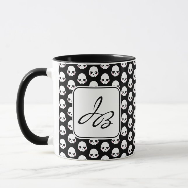 Creepy Niedlich Skulls Initialen Tasse (Links)