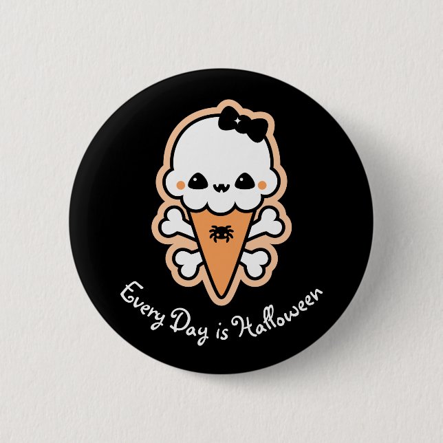 Creepy niedlicher Eiscreme-Kegel Button (Vorderseite)