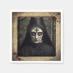 Creepy Nun Gothic Halloween Geständnis Serviette