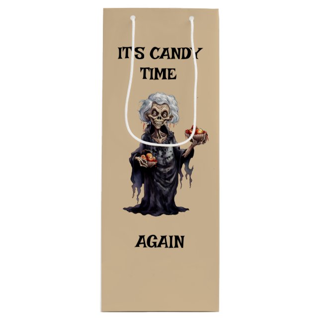 Creepy Old Hexe Giison Äpfel Candy Geschenktüte Für Weinflaschen (Vorderseite)