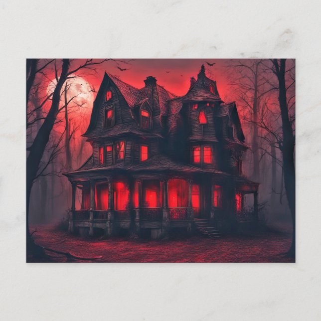 Creepy Old Mansion - Happy Halloween Postkarte (Vorderseite)