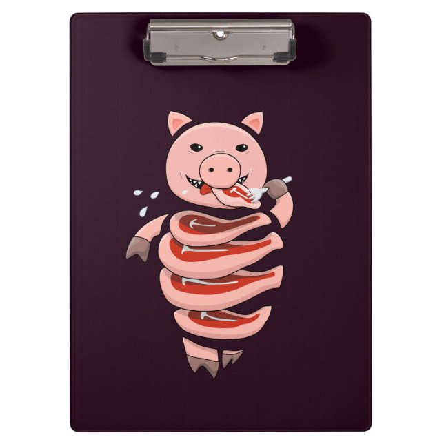 Creepy Pig Ironic Horror Klemmbrett (Vorderseite)