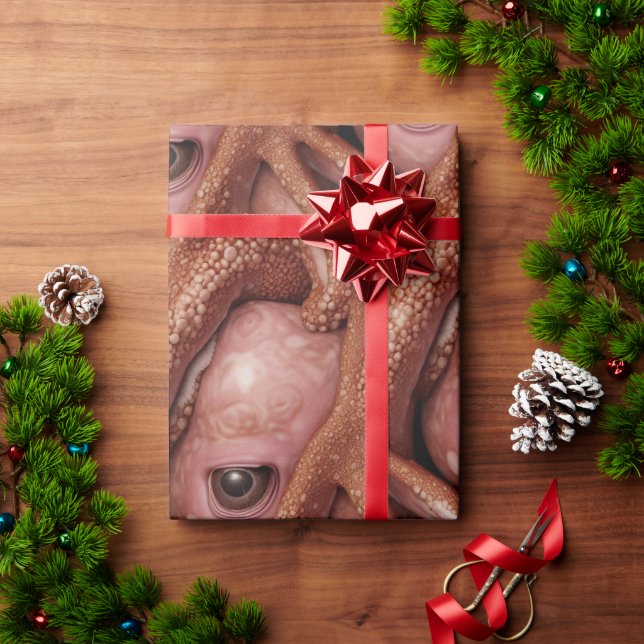 Creepy Pink Alien Octopus Augen und Tentakel Geschenkpapier (Feiertagsgeschenk)