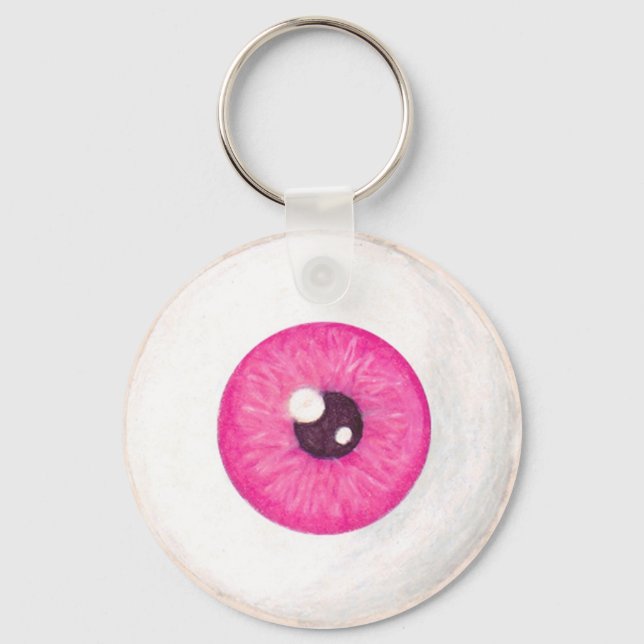Creepy Pink Eyeball Schlüsselanhänger (Vorderseite)