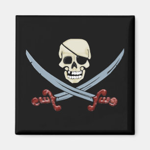 Creepy Pirate Skull & Crossed Cutlasses Magnet