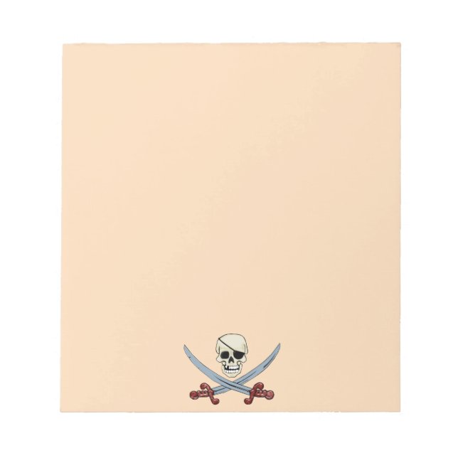 Creepy Pirate Skull & Crossed Cutlasses Notizblock (Vorderseite)