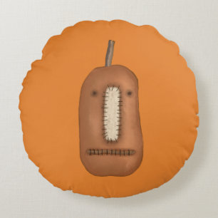 Creepy Prim Pumpkin Face   Halloween Rundes Kissen