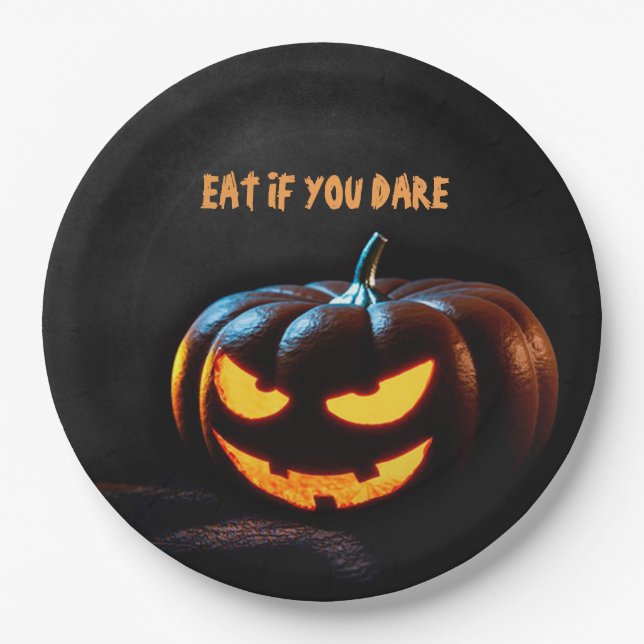 Creepy Pumpkin Happy Halloween Paper Plate Pappteller (Vorderseite)