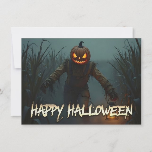 Creepy Pumpkin Head Halloween Szene (Vorderseite)