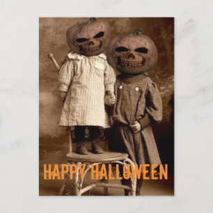 Creepy Pumpkin Head Kids Halloween Postcard Postkarte
