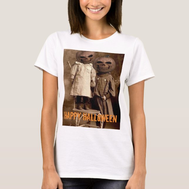Creepy Pumpkin Head Kids Halloween T-Shirt (Vorderseite)