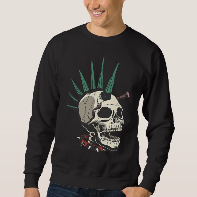 Creepy Punk Skeleton With Stake In Skull Sweatshirt (Vorderseite)