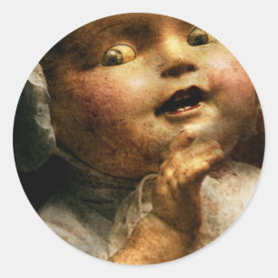 Creepy - Puppe - Komm spielen mit mir Runder Aufkleber