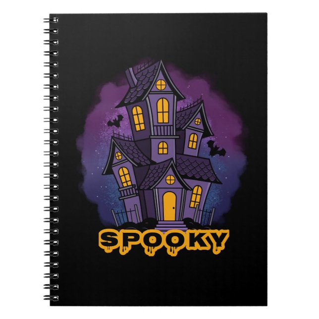 Creepy Purple Mansion Spooky Haunted House Notizblock (Vorderseite)