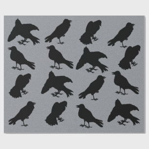 Creepy Raven Silhouetten Gothic Halloween Geschenkpapier