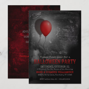 Creepy Red Balloon Halloween-Party Einladung