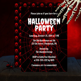 Creepy Red | Black Widow Spider Halloween-Party Einladung