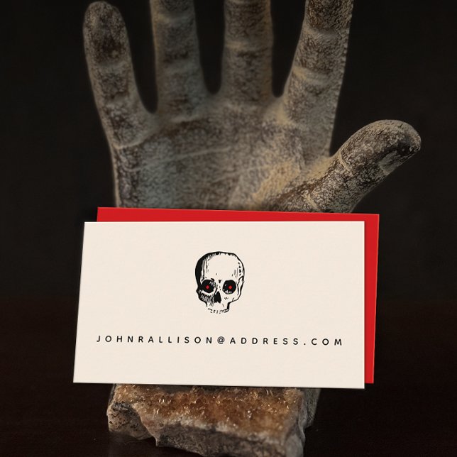 Creepy Red Eye Skull Calling Card Telefonnummerkarte (Von Creator hochgeladen)