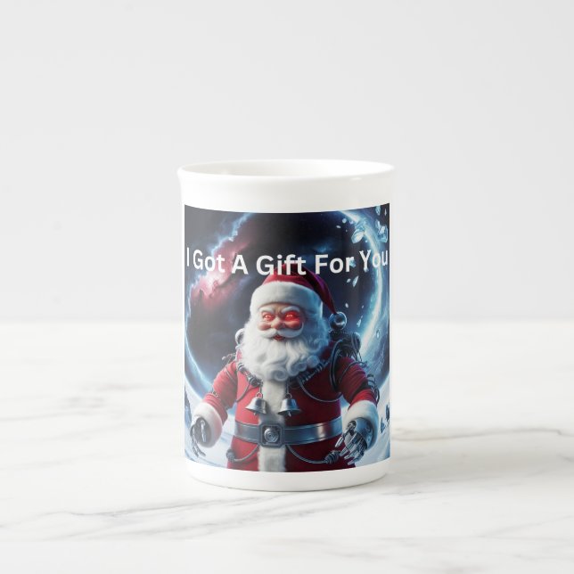 Creepy Robot Santa Prozellantasse (Vorderseite)